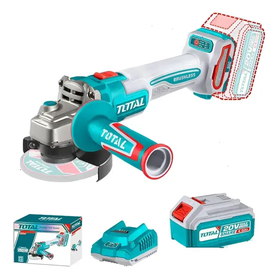 Esmeriladora angular Total tagli261521 de 50/60Hz color turquesa 900 W 20 V + accesorio
