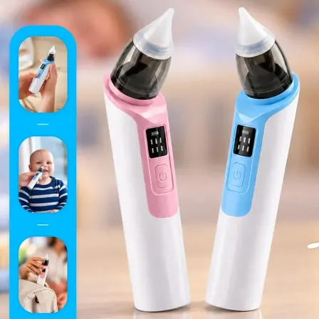 Aspirador Nasal Azul Elétrico Infantil Bebê Recarregável USB Sugador de Nariz Limpeza Nasal Portátil Removedor de Catarro Secreção Infantil Criança Pro Brindes