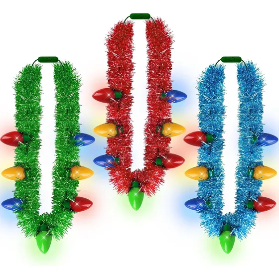 Collar Navidad Luces, 7 Bombillas Colores, 3 Modos