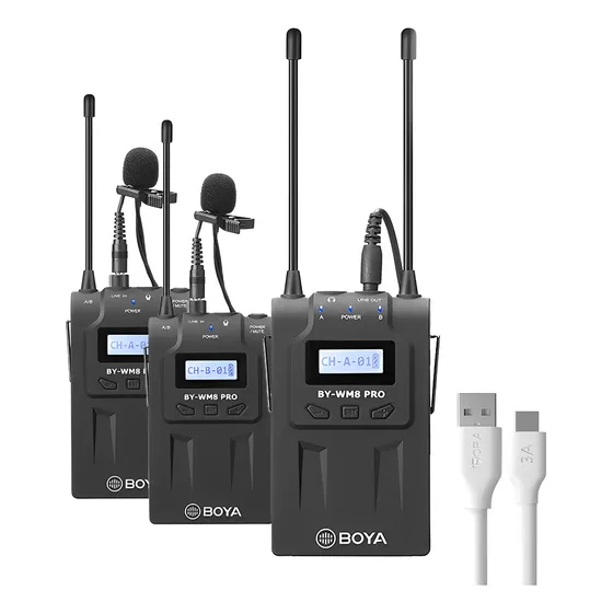 Microfone Lapela Boya Bywm8 Pro K2 + Cabo Usb 2.0 A/c Branco