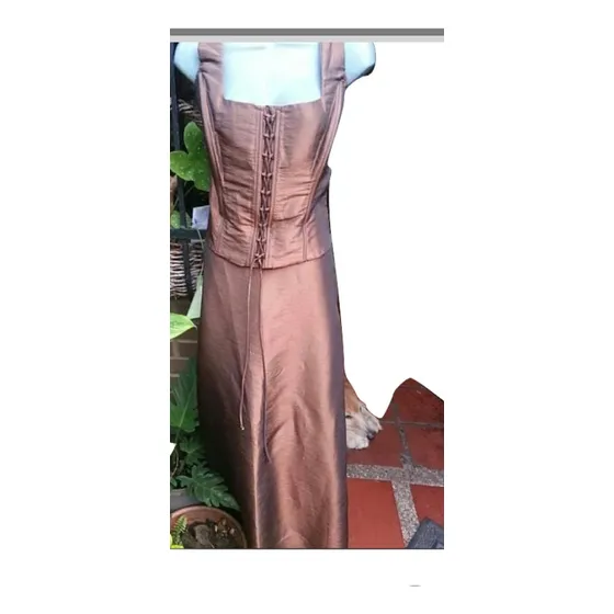 Vestido Largo De Fiesta Color Bronce Talla Xl Us$40,00