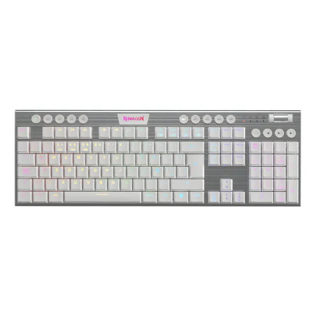 TECLADO CABLEADO GAMER REDRAGON K619W RGB HORUS BLANCO SWICH RED ESP! IDIOMA ESPAÑOL LATINOAMÉRICA