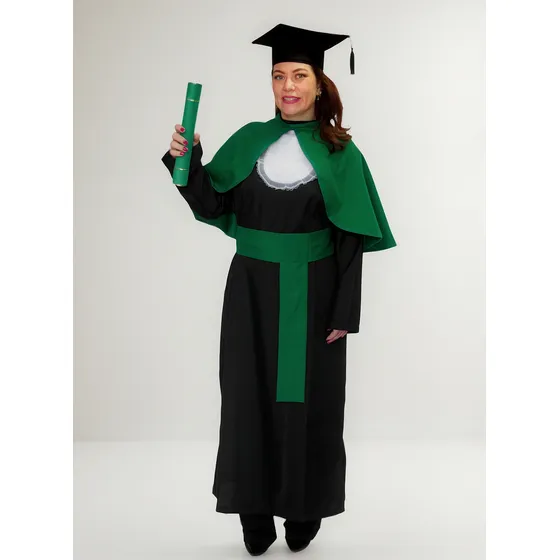 Beca De Formatura Adulto Com Pelerine Verde