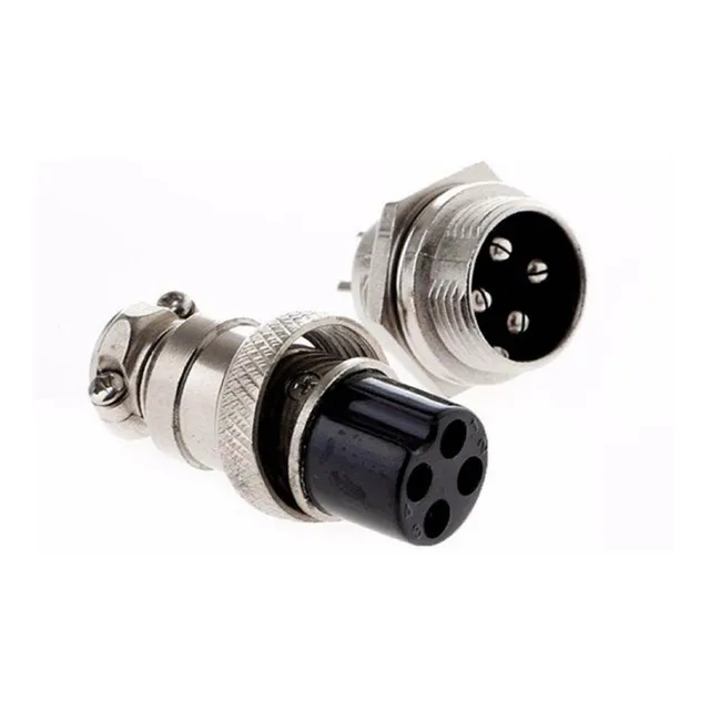 Conector Gx16-4pines Metalico Macho Aereo - Hembra Chasis