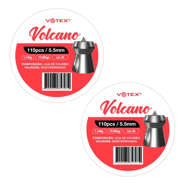 Combo 220 Chumbinhos Votex Volcano Carabinas 5.5mm F22