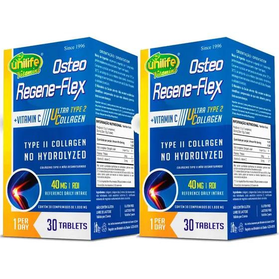 2un Osteo Regeneflex 30 Tabletes Unilife Colágeno Tipo 2