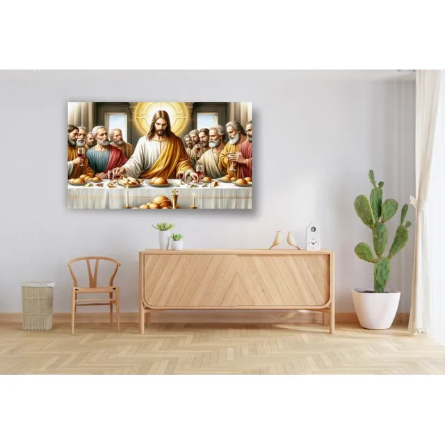 Cuadro Decorativo Religión Ultima Cena Sagrada 95x55 Ultima Cena Sagrada Bastidor De Madera