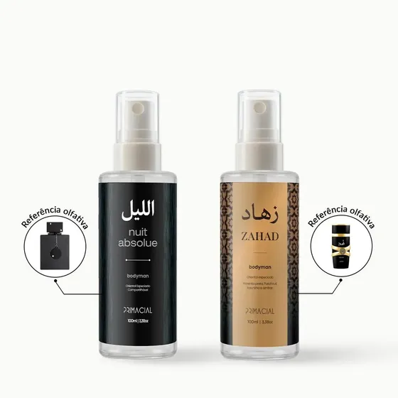 Kit 2 Body Splash Masculino Zahad + Nuit Absolue Cítrico Amadeirado Especiado