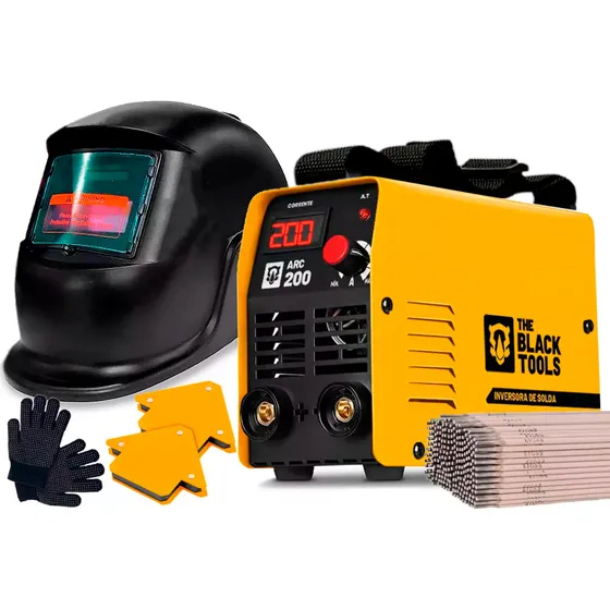 Maquina De Solda Inversora Eletrica 200a 220v The Black Tools Arc200 Com Máscara De Solda Automática E Acessórios