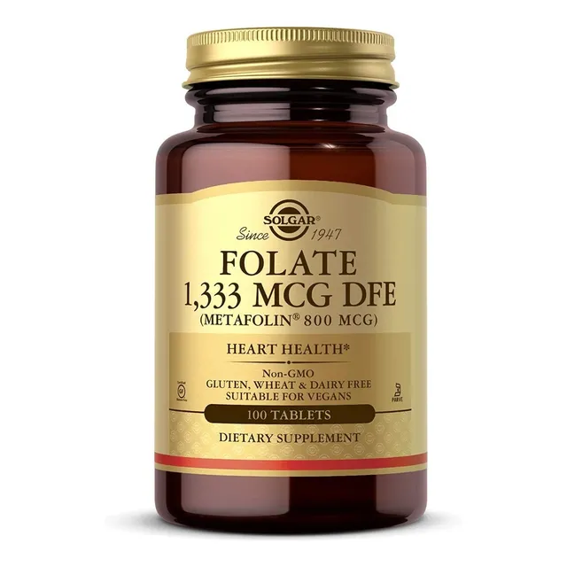 Folato 1333 Mcg Dfe (metafolin 800 Mcg) 100 Tabletas Solgar