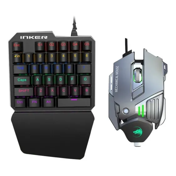 Juego Una Mano Teclado Y Ratón Mecánicos Con Cable Para Pubg