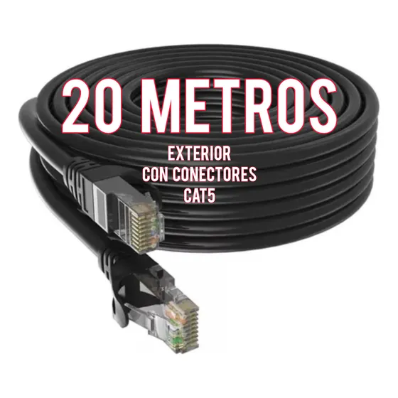 Cable Utp Cat5e 20 Metros Exterior Interperie Con Conecores