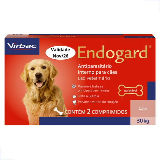 Vermífugo Endogard Para Cães De 30kg - 2 Comprimidos Virbac