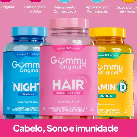 Kit 3 Gummy Original Night + Hair + Vitamina D