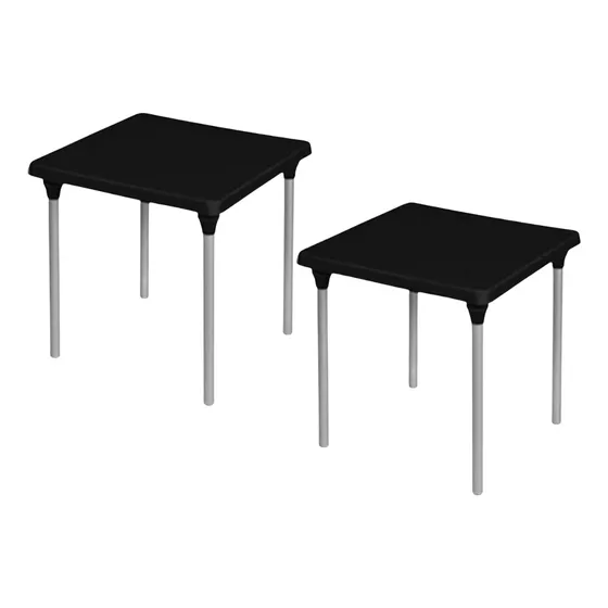 4x Mesa Quadrada De Plástico Com Pés De Alumínio Para Lazer