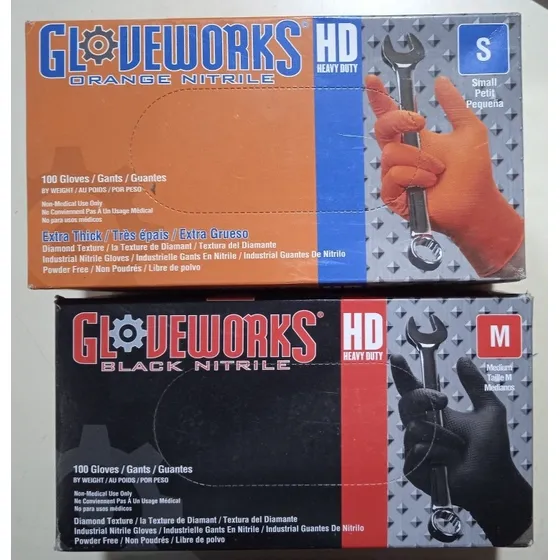 Guantes De Nitrilo Naranja Talla S. Negro Talla M. Glovework