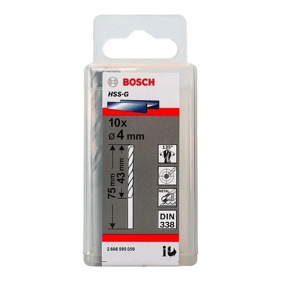 Broca Para Metal Hss-g 4,0mm Rectificada Bosch ( Rolack )