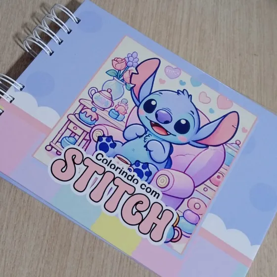Livro De Colorir Stitch Capa Dura Acetato Destacável Papel 150g 50pg