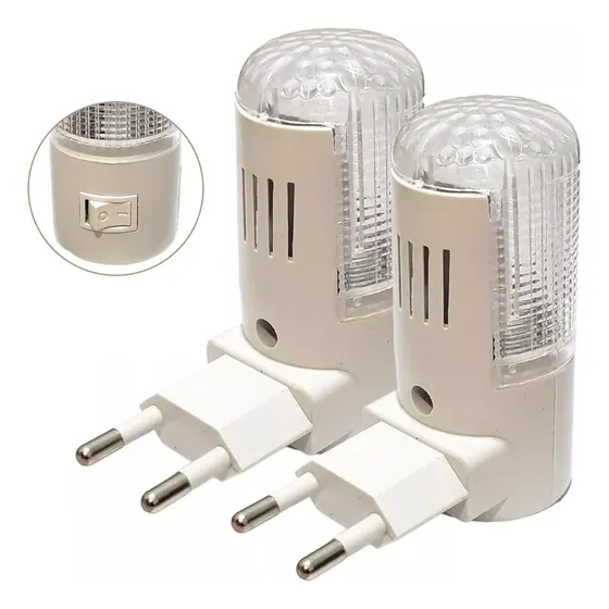 Kit 02 Mini Abajur Luminária Tomada Luz Noturna Led 127/220V Cor da cúpula Cristal Cor da estrutura Branco