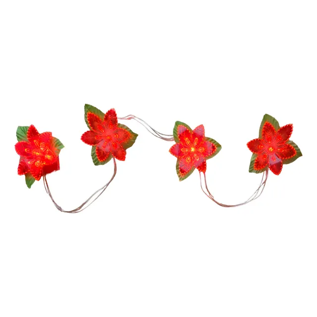 2 Pack Serie Luces Led Flor Nochebuena Grande 56ledd 2.8mts Luces Color Rojo