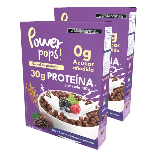 2 Pack Power Pops! Cereal De Proteína Sin Azúcar Sabor Choco