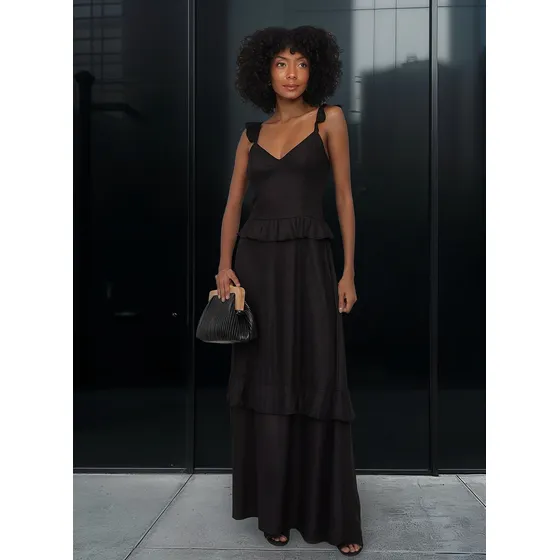 Vestido Longo Com Babados Mercatto 