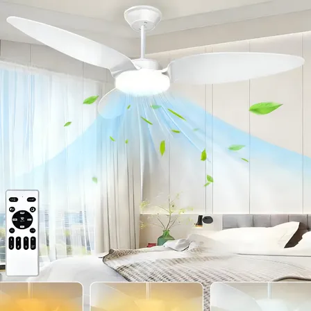 Ventilador De Teto 42 Com 3 Cor Luz+controle Remoto P/quarto 1 M 60hz Branco 127/220v 3