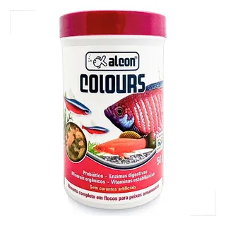 Ração Peixe Alcon Colors Flocos 50g Realça A Cor Completo Ração Peixe Alcon Colors Flocos 50g Realça A Cor Completo