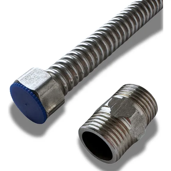 Engate Alta Vazão Aço Inox Fêmea E Fêmea 40cm P/ Aquececedor