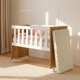 Mini Berço Moisés Multifuncional Mdf Colchão Branco Premium Nature