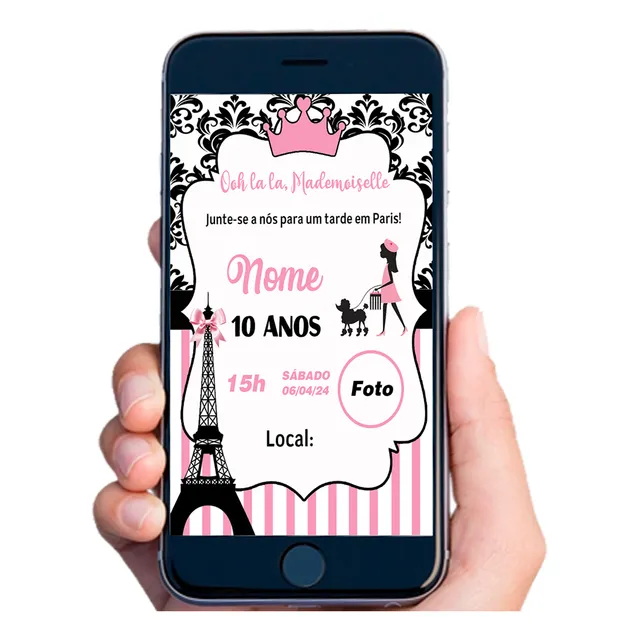 Convite Digital Comemoração Aniversário Festas Varios Temas