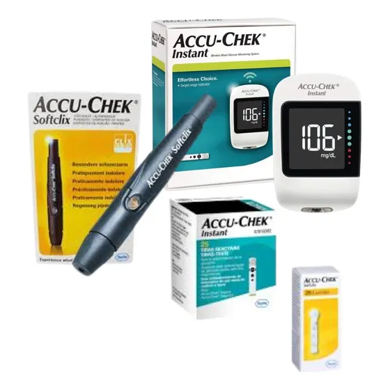 Glucometro Accu-Chek Instant Kit con 50 Tiras y 25 Lancetas Color Verde