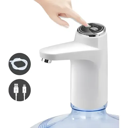 Dispensador Agua Eléctrico Bidón Recargable Usb Automático Blanco