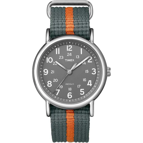 Reloj Timex Weekender Slip-thru - En Gris Y Naranja