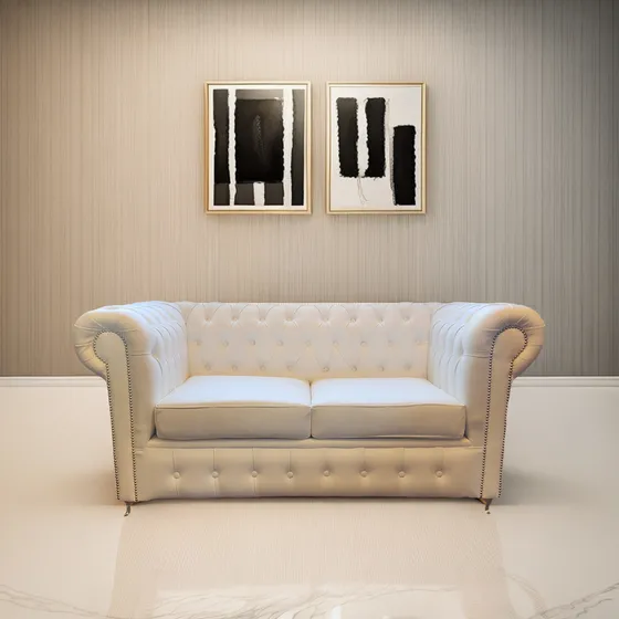 Sillon Chesterfield Chester 2 Cuerpos Simil Cuero Smoth