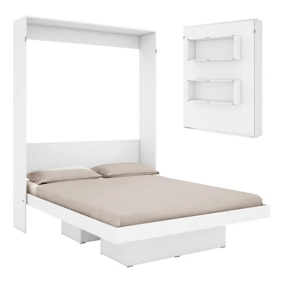 Base Cama Matrimonial Abatible Blanca Kingshouse Desmontable Color Blanco