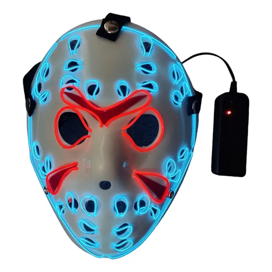 Mascara Halloween Jason Destripador Con Luz Led + Pilas Aa