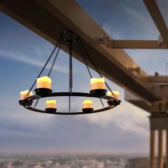 Lmpara Solar Exterior, Colgante Vela Con 7 Luces Solares Vot