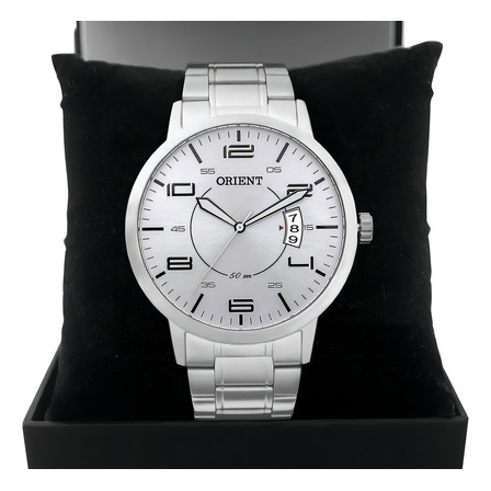 Relógio Masculino Prateado Orient Fundo Prata Mbss1381 Relógio Masculino Prateado Orient Fundo Prata Mbss1381