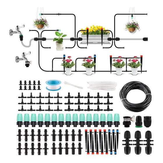 Kit Riego Goteo Jardin Microaspersor 130 Pie Automatico