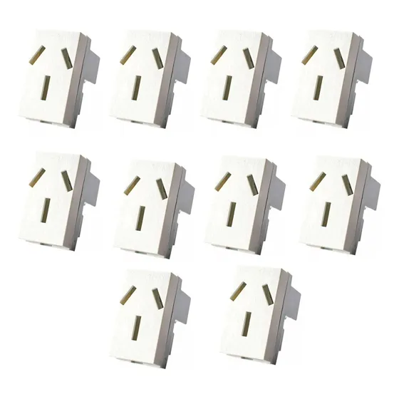 Pack X 10 Uni Modulo Tomacorriente 20a Platinum Jeluz Blanco