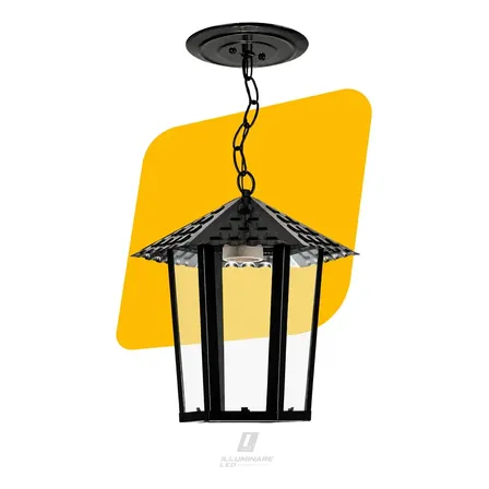 Pendente Colonial Sextavado Vidro Liso