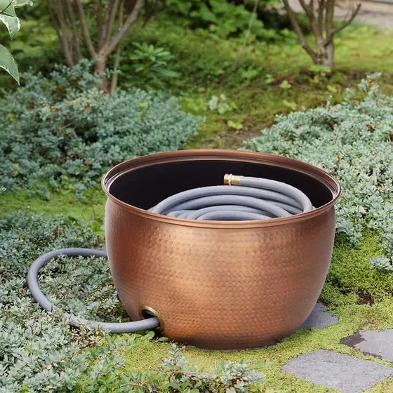 Maceta Olla D Cobre P Manguera D Jardín C Tapa Cap Rollo 30m