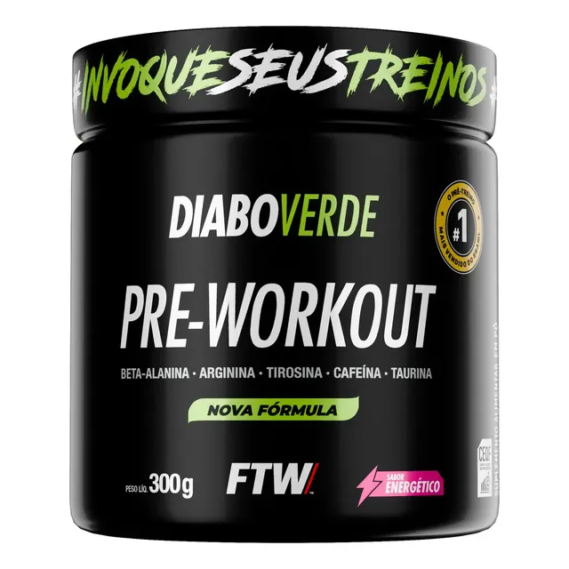 Pré Treino Pre Workout DIABO VERDE Pote 300g Sabor Energético-FTW
