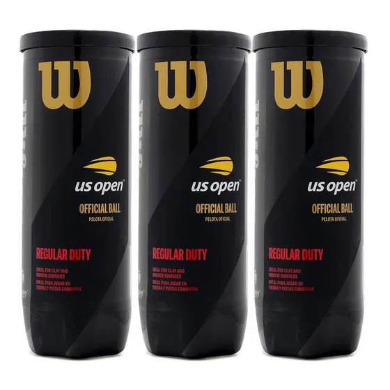 Bola De Tênis Wilson Us Open Regular Duty Saibro Pack Com 3 