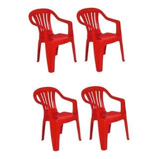 Kit 4 Cadeira De Plåstico Bela Vista Vermelha C/ Braço - Mor Cor Vermelho Liso Kit 4 Cadeira De Plåstico Bela Vista Vermelha C/ Braço - Mor Cor Vermelho Liso