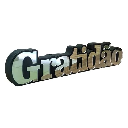 Letreiro 3d Gratidão - Acrílico Espelhado Prata 30cm