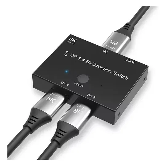 Switch Splitter Displayport Bi-direcional 1x2 2x1 8k 4k 2k