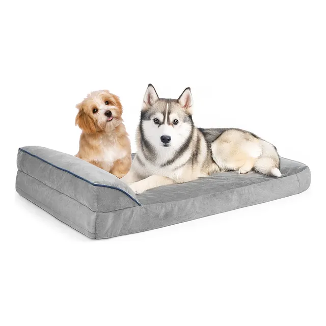 Cama para perros grande gris, 100 x 60 cm, espuma viscoelástica, adecuada para perros o gatos de cualquier tamaño, no se deforma fácilmente, desmontable y lavabletrae tu propia almohada