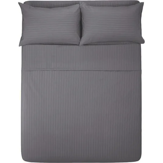 Sábana Matrimonial 1800 Hilos Microfibra Grabada Ultra Suave Color Gris Oxford Diseño De La Tela Color